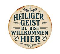 Letrero redondo de metal vintage con texto en inglés "Holy Spirit You Are Welcome Here" para cafetería, bar, pub, decoración de pared del hogar, póster de metal de 8 x 8 pulgadas