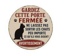Letrero redondo de metal vintage con texto en inglés "Keep This Door Closed Do Not Let The Cats Out", para sala de estar, bar, hogar, dormitorio, decoración de pared, póster de metal retro de 8 x 8