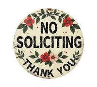 Letrero redondo de metal vintage con texto en inglés "No Soliciting Thank You", para sala de estar, bar, hogar, dormitorio, decoración de pared, póster de metal circular retro de 8 x 8 pulgadas