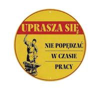 Letrero redondo de metal vintage con texto en inglés "Please Be Careful Not To Spoil during Work" para cafetería, bar, pub, decoración de pared del hogar, póster de metal de 8 x 8 pulgadas