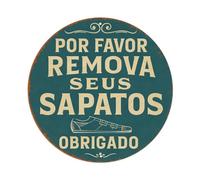 Letrero redondo de metal vintage con texto en inglés «Please Remove Your Shoes» para decoración de pared del hogar, cafetería, bar, pub, hogar, póster de metal de 8 x 8 pulgadas
