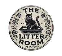 Letrero redondo de metal vintage con texto en inglés "The Litter Room" para decoración de pared de dormitorio, sala de estar, bar, hogar, dormitorio, póster de metal retro de 8 x 8 pulgadas