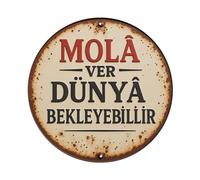 Letrero redondo de metal vintage con texto en inglés "The Whole World Can Wait", para sala de estar, bar, hogar, dormitorio, decoración de pared, póster de metal retro de 8 x 8 pulgadas