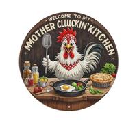 Letrero redondo de metal vintage con texto en inglés "Welcome to My Kitchen" para decoración de pared, póster de metal de 8 x 8 pulgadas