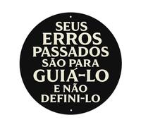 Letrero redondo de metal vintage con texto en inglés «Your Past Mistakes Are To Guide You And Not Define You» de metal, retro, para oficina, sala de estar, bar, decoración de pared, 8 x 8 pulgadas