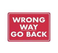 Letrero reflectante de aluminio Wrong Way Go Back de 30,5 x 20,3 cm, con protección UV, impermeable, resistente a la intemperie y a la decoloración, 4 agujeros preperforados