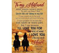 Letrero retro de estaño con texto en inglés «To My Husband I'll Love You for The Rest of Mine with My Whole Heart» para decoración de pared de café en casa, 8 x 12 pulgadas