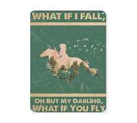 Letrero retro de hojalata con diseño de caballo y diente de león, con texto en inglés "What If I Fall Oh But My Darling What If You Fly", decoración de pared para el hogar, cafeterías, pubs, clubes
