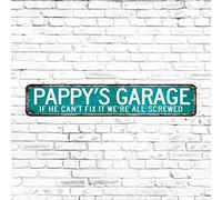 Letrero retro de hojalata con texto en inglés "Daddy's Garage If He Can't Fix It We're All Screwed", letrero de estaño, rústico, vintage, cocina, bar, pub, cafetería, decoración de 3 x 18 pulgadas