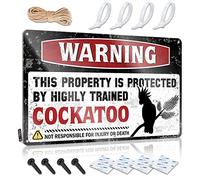 Letrero retro de lata con texto en inglés «Bar Man Cave Decor Warning This Property Is Protected By A Highly Trained Cockatoo» (20 x 30 cm)