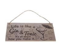 Letrero rústico de madera para colgar "La vida es como un gin-tonic", decoración de pared para el hogar