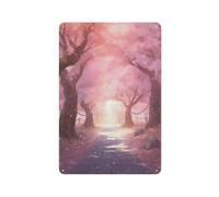 Letrero rústico de metal, arte de pared, sendero bajo un cerezo en flor, paisaje floral, póster impreso en alta definición para decoración de pared, sala de estar, regalos, 8x12 pulgadas