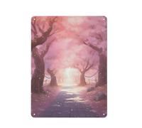 Letrero rústico de metal, arte de pared, sendero bajo un cerezo en flor, paisaje floral, póster impreso en alta definición para decoración de pared, sala de estar, regalos, 30x40 cm (12x16 pulgadas