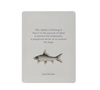 Letrero rústico de metal con cita inspiradora sobre pesca. Decoración para el hogar u oficina. Póster con la imagen de "El encanto de la pesca". Regalo para pescadores. 30x40 cm (12x16 pulgadas).