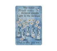 Letrero rústico de metal con dibujo de margarita, botella de cristal, mariposa, el Creador de caminos, retrato de Jesús hacedor de milagros, láminas decorativas cristianas para pared de dormitorio