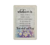 Letrero rústico de metal con el versículo bíblico Filipenses 48: Todo lo que es verdadero, noble, justo, puro, amable y admirable. Decoración de pared con versículo bíblico cristiano. 20 x 30 cm (8