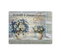 Letrero rústico de metal con forma de jarrón de margaritas, hermosa vista al mar, pintura de flores, "Hoy elijo la alegría", láminas de paisajes de Jesús, decoración para el hogar, arte de pared de