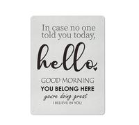Letrero rústico de metal con frase inspiradora: "Por si nadie te lo dijo hoy. Hola, buenos días". Póster con mensaje positivo para decorar la pared. Regalo ideal. 30x40 cm (12x16 pulgadas).