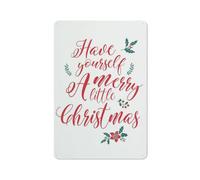 Letrero rústico de metal con la frase "Que tengas una feliz Navidad", caligrafía navideña, decoración de pared con estampado floral rojo y verde para el hogar, sala de estar, dormitorio u oficina.