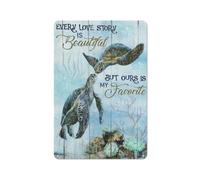 Letrero rústico de metal con marina, bajo el mar, nuestra historia de amor es mi retrato de pareja favorito, láminas decorativas de pared de 8x12 pulgadas