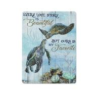 Letrero rústico de metal con marina, bajo el mar, nuestra historia de amor es mi retrato de pareja favorito, láminas decorativas de pared de 30x40 cm (12x16 pulgadas).