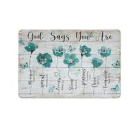 Letrero rústico de metal con pintura única: flor de menta, mariposa, "Dios dice que eres único", láminas de paisajes de Jesús, decoración para el hogar (8x12 pulgadas).