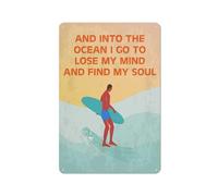 Letrero rústico de metal: «Me adentro en el océano para perder la cabeza y encontrar mi alma». Cuadro decorativo para pared, ideal para el hogar o como decoración de café. Póster retro. 8x12 pulgad