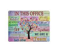 Letrero rústico de metal, póster inspirador para pared, decoración positiva para la oficina. Impresión en esta oficina: Somos un equipo. Las mejores frases motivacionales. Decoración moderna para l