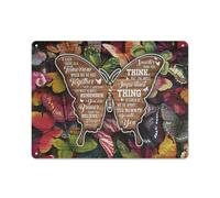 Letrero rústico de metal: Recuerda siempre que eres más valiente de lo que crees. Mariposa más fuerte. Arte de pared estilo granja para el hogar, jardín, sala de estar, dormitorio, porche. Decoraci