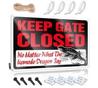Letrero rústico divertido con texto en inglés "Keep Gate Closed No Matter What The Komodo Dragon Say Rustic", estilo vintage espacial, decoración de entrada, fácil de colgar (30 x 40 cm)