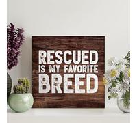 Letrero rústico moderno de hojalata Rescued Is My Favorite Breed de 8 x 8 pulgadas, decoración de pared de granja, colgador de pared, decoración del hogar para el hogar, cocina, baño, sala de estar
