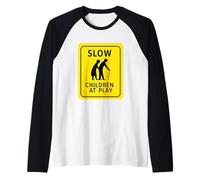 Letrero Slow Children At Play Camiseta Manga Raglan