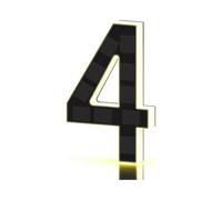 Letrero solar for casa, número de puerta 0-9 y letras AD, luz cálida for placa de pared for casa, centros comerciales, edificios de oficinas con luces LED, IPX4 a prueba de agua(Number 4)