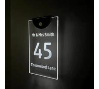 Letrero solar LED con números de casa personalizados, para exteriores, dirección de casa, nombre de la familia impreso, placa con logotipo para casa (15 x 25 XM)