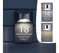 Letrero solar LED personalizado con número de casa, rectangular, número de casa, números de buzón, letreros de dirección iluminados para casas (18 x 32 cm)