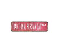 Letrero tradicional de gato persa con cruce de vida silvestre, letrero de estaño de 3 x 12 pulgadas, resistente a la intemperie, arte de pared, placa de metal para el hogar, sala de estar, cocina al