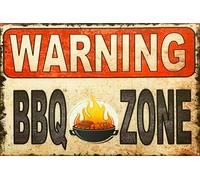 Letrero vintage de advertencia de zona de barbacoa, hogar, bar, pub, cocina, restaurante, placa decorativa de pared, 20,3 x 30,5 cm