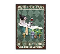 Letrero vintage de estaño Boston Terrier Wash Your Paws The Soap Is Not Just For Decoration Restoring ancient ways is interesting Garage Home Cafe Bar Farm Wall Bathroom Decor The Mural 20.3x30.5 cm