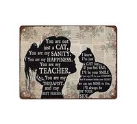 Letrero vintage de lata con diseño de gato y niña, no eres solo un gato, eres mi felicidad y mi para mamá de gato, cafetería, hogar, patio, jardín, decoración de pared, tamaño 8 x 12 pulgadas