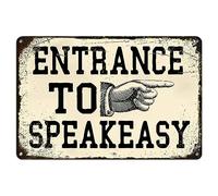 Letrero vintage de lata de entrada a Speakeasy retro Speakeasy decoración Speak Easy Funny Metal Signs Speakeasy decoraciones de fiesta para habitación de niños 20 decoración de pared
