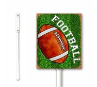Letrero vintage divertido de fútbol con estaca de metal, decoración de fiesta de fútbol, decoración deportiva de otoño y otoño para jardín, porche, placa de aluminio de 18 x 22 cm, diseño de The Big
