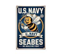 Letreros Abejas De La Marina De Los EE. UU. Seabees De La Marina De Los EE. UU. Cartel De Chapa Vintage Letrero De Metal para Cueva Sala De Estar Hogar 20X30Cm