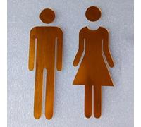 Letreros acrílicos para puerta de inodoro con diseños de hombres y mujeres, decoración esencial para cualquier baño limpio y liso (dorado)