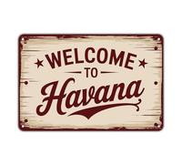 Letreros Bienvenido A La Habana, Cuba. Viajes A La Habana. Placas Pared Letreros Metalicos para Cueva Patio Bar 20X30Cm