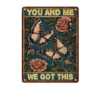 Letreros Butterfly Tú Y Yo Lo Lograremos Gracioso Carteles De Metal Interior Placa De Metal para Cafeterías Película Tienda Club 30X20Cm
