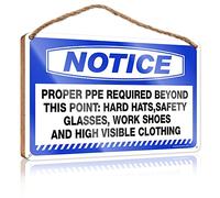 Letreros colgantes de oficina para puertas exteriores, aviso apropiado de polipropileno requerido más allá de este punto, letrero de madera dura para decoración de puerta de casa de campo (20 x 30 cm)