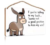 Letreros colgantes para decoración del hogar, burro con texto en inglés "If You're Talking To My Back... Decoración vintage para la habitación (23 x 35 cm)