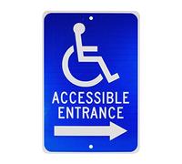 Letreros de advertencia de seguridad accesible para entrada resistente con decoración de discapacitados, póster de arte de pared, letrero de estaño, póster de metal de 8 x 12 pulgadas
