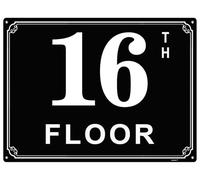 Letreros de aluminio con número 16 de 6 x 8 pulgadas, etiquetas duraderas y fáciles de leer para edificios y pasillos de varios pisos, ideales para apartamentos, edificios de oficinas