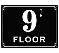 Letreros de aluminio de 6 x 8 pulgadas con número 9 - Etiquetas duraderas y fáciles de leer para edificios y pasillos de varios pisos - Ideal para apartamentos, edificios de oficinas